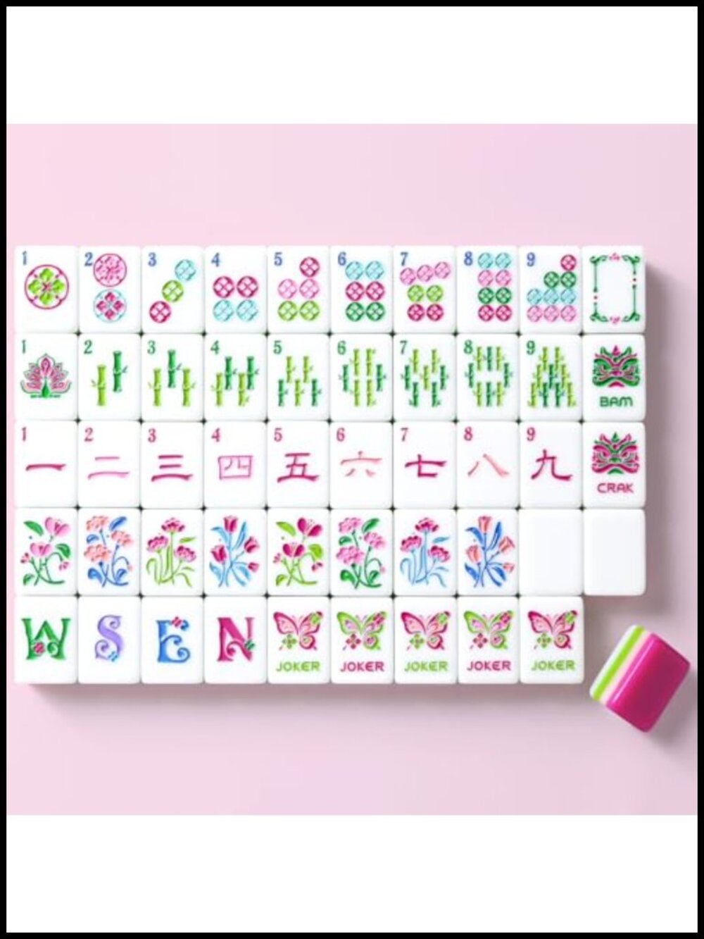 American Mahjong Set 160 Tiles Acrylic Rose Pink with Dice Case